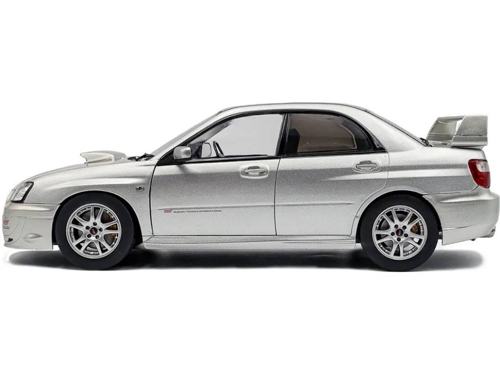 2004 Subaru Impreza WRX STI RHD (Right Hand Drive) Premium Silver Effect 1/18 Diecast Model Car by Solido