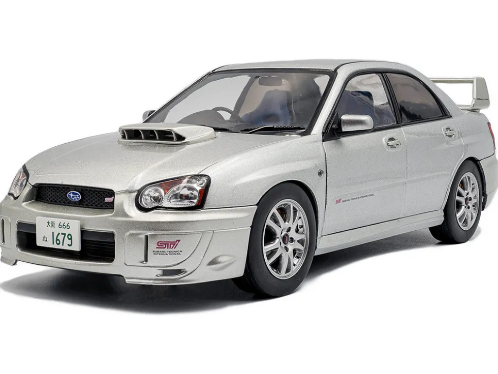 2004 Subaru Impreza WRX STI RHD (Right Hand Drive) Premium Silver Effect 1/18 Diecast Model Car by Solido