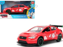 2016 Subaru WRX STI Red with "Knuckles" Graphics "Sonic the Hedgehog" (1991) Video Game "Hollywood Rides" Series 1/32 Diecast Model Car by Jada