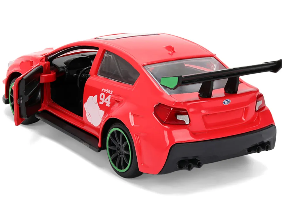 2016 Subaru WRX STI Red with "Knuckles" Graphics "Sonic the Hedgehog" (1991) Video Game "Hollywood Rides" Series 1/32 Diecast Model Car by Jada