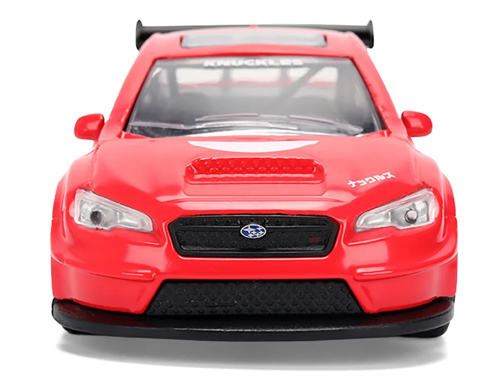 2016 Subaru WRX STI Red with "Knuckles" Graphics "Sonic the Hedgehog" (1991) Video Game "Hollywood Rides" Series 1/32 Diecast Model Car by Jada