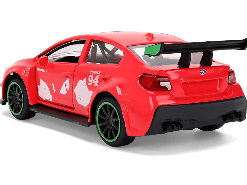 2016 Subaru WRX STI Red with "Knuckles" Graphics "Sonic the Hedgehog" (1991) Video Game "Hollywood Rides" Series 1/32 Diecast Model Car by Jada
