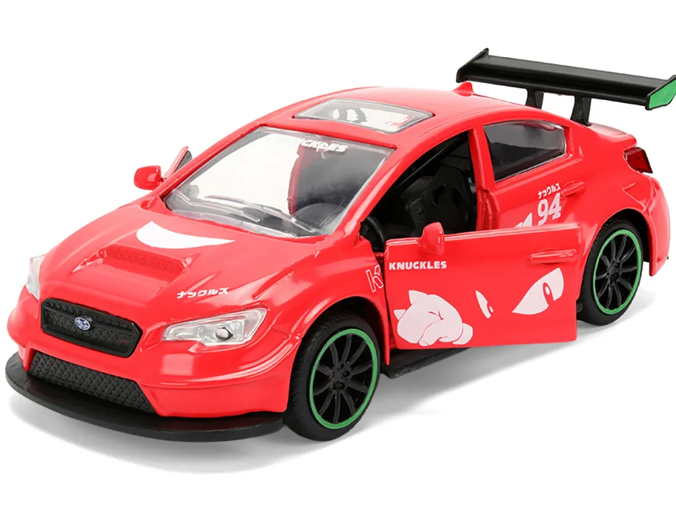 2016 Subaru WRX STI Red with "Knuckles" Graphics "Sonic the Hedgehog" (1991) Video Game "Hollywood Rides" Series 1/32 Diecast Model Car by Jada