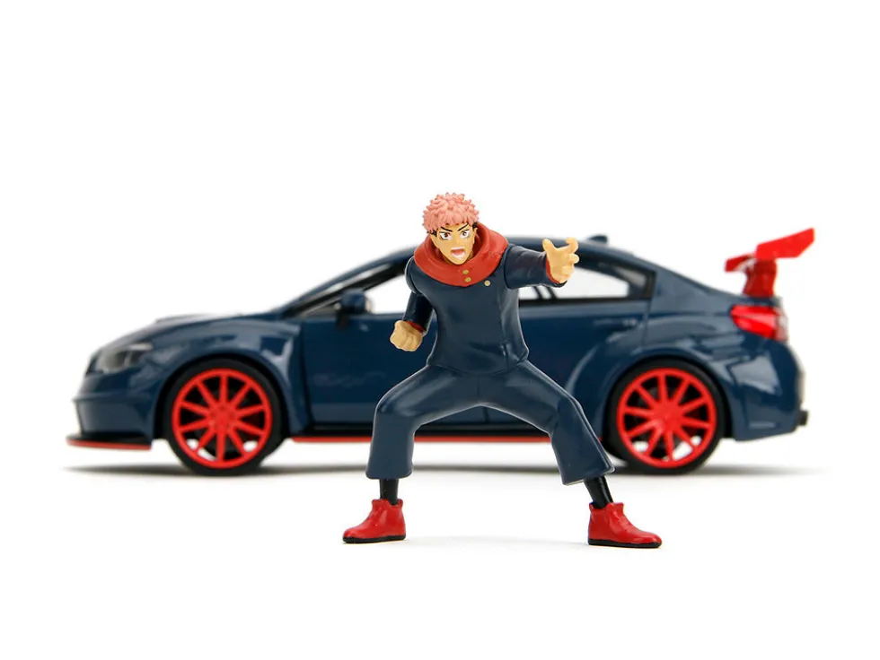 2016 Subaru WRX STI Widebody Dark Blue and Yuji Itadori Diecast Figure "Jujutsu Kaisen" (2020–2023) TV Series "Anime Hollywood Rides" Series 1/24 Diecast Model Car by Jada