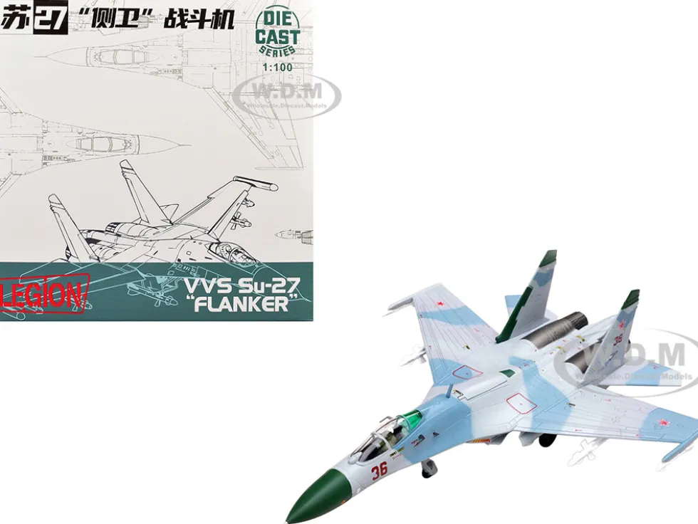 Sukhoi Su-27 Flanker-B Aircraft "Red 36, 941st Fighter Aviation Regiment" (1987) Soviet Air Force 1/100 Diecast Model Airplane by Legion