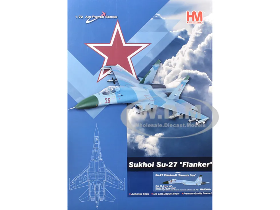 Sukhoi Su-27 Flanker-B Fighter Aircraft "Red 36, Barents Sea, 941st IAP" (1987) Soviet Air Force "Air Power Series" 1/72 Diecast Model by Hobby Master