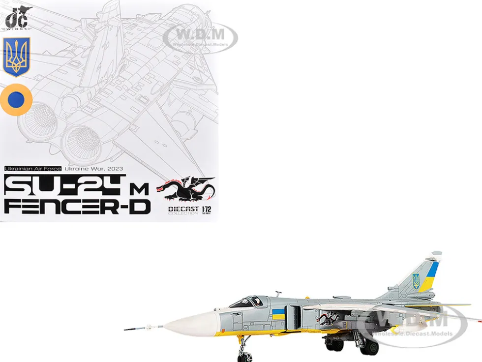 Sukhoi Su-24M Fencer-D Bomber Aircraft "Ukraine War" (2023) Ukrainian Air Force 1/72 Diecast Model by JC Wings