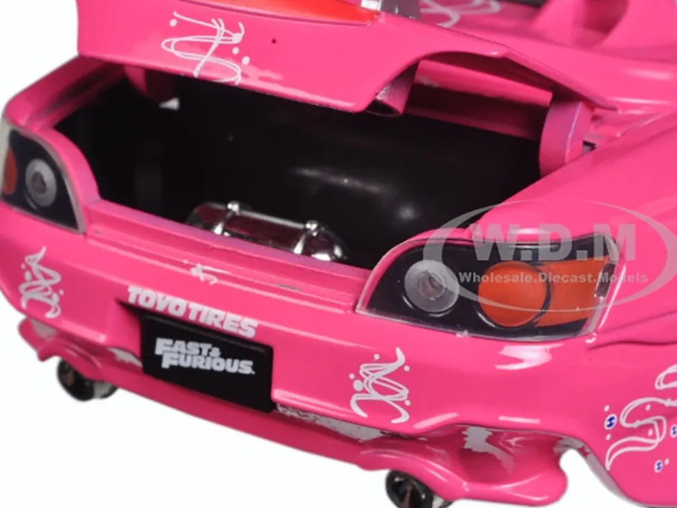 Suki's 2001 Honda S2000 Convertible Pink with Graphics "25 Years of Fast & Furious" "2 Fast 2 Furious" (2003) Movie 1/24 Diecast Model Car by Jada