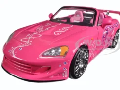 Suki's 2001 Honda S2000 Convertible Pink with Graphics "25 Years of Fast & Furious" "2 Fast 2 Furious" (2003) Movie 1/24 Diecast Model Car by Jada
