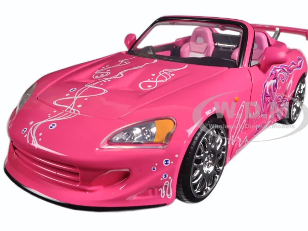 Suki's 2001 Honda S2000 Convertible Pink with Graphics "25 Years of Fast & Furious" "2 Fast 2 Furious" (2003) Movie 1/24 Diecast Model Car by Jada