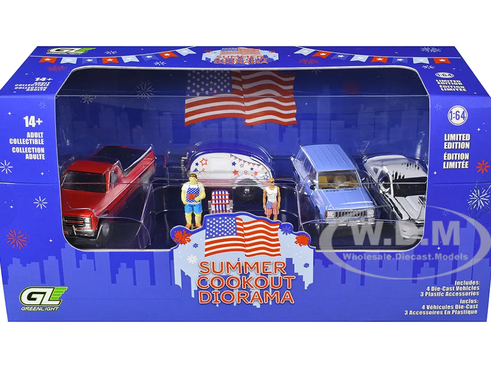 Summer Cookout Diorama Set of 7 pieces 1/64 Diecast Model Cars by Greenlight