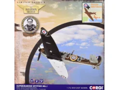 Supermarine Spitfire MkI Fighter Aircraft "P9443 ZD-D, Flight Lieutenant Douglas Bader, No. 222 Squadron, Battle of Britain" (1940) Royal Air Force "The Aviation Archive" Series 1/72 Diecast Model by Corgi