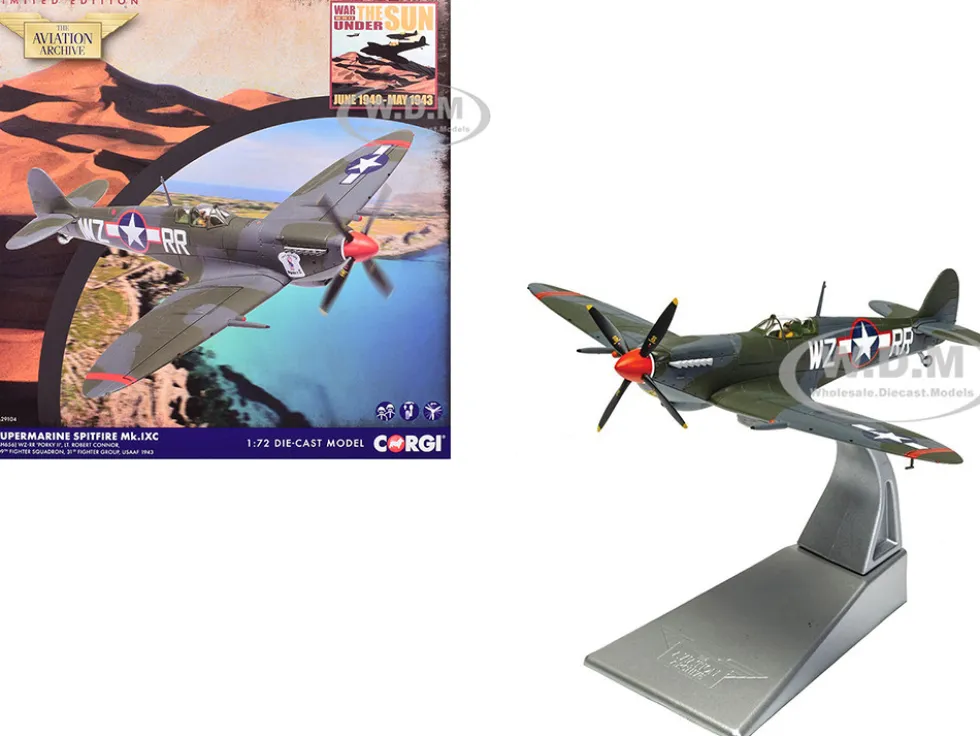 Supermarine Spitfire MkIXC Fighter Aircraft "Porky II, Lt Robert Connor, 309th Fighter Squadron, 31st Fighter Group" (1943) United States Army Air Forces "The Aviation Archive" Series 1/72 Diecast Model by Corgi