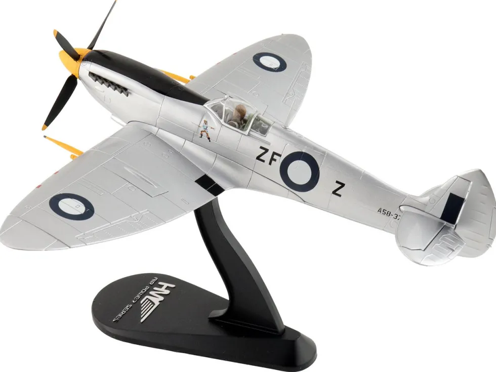 Supermarine Spitfire Mk VIII Fighter Aircraft "A53-379, Flight Lieutenant David Glaser, No. 549 Squadron, Strauss Airstrip" (1944) Royal Australian Air Force "Air Power Series" 1/48 Diecast Model by Hobby Master