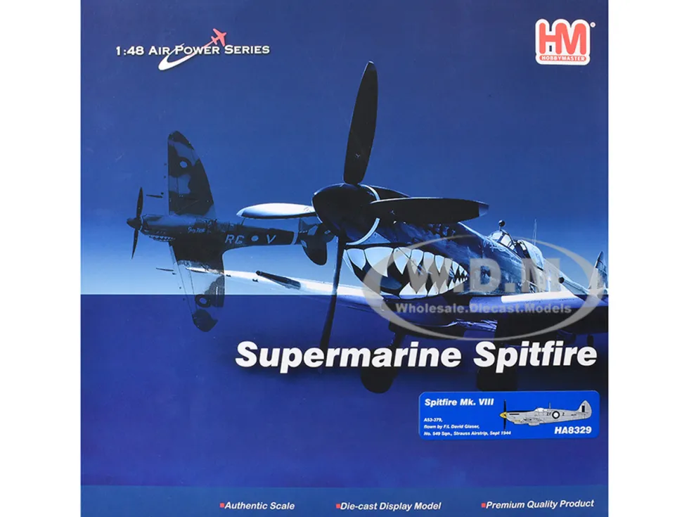 Supermarine Spitfire Mk VIII Fighter Aircraft "A53-379, Flight Lieutenant David Glaser, No. 549 Squadron, Strauss Airstrip" (1944) Royal Australian Air Force "Air Power Series" 1/48 Diecast Model by Hobby Master