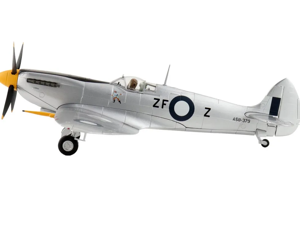 Supermarine Spitfire Mk VIII Fighter Aircraft "A53-379, Flight Lieutenant David Glaser, No. 549 Squadron, Strauss Airstrip" (1944) Royal Australian Air Force "Air Power Series" 1/48 Diecast Model by Hobby Master