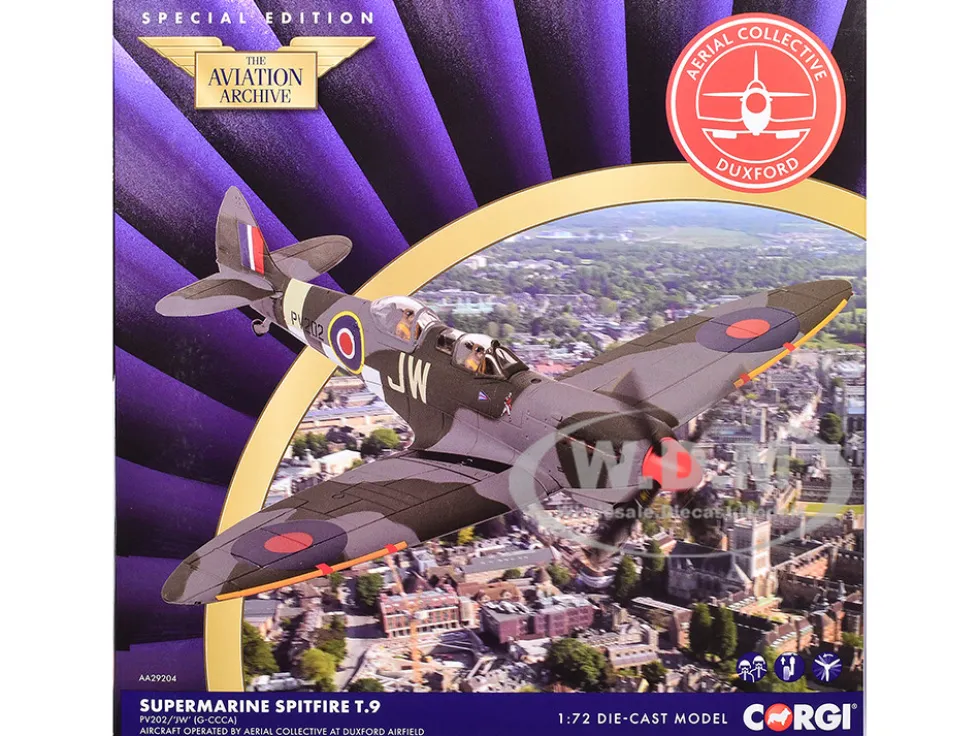 Supermarine Spitfire T.9 Aircraft "PV202, Aerial Collective at Duxford Airfield" British Royal Air Force "The Aviation Archive" Series 1/72 Diecast Model by Corgi