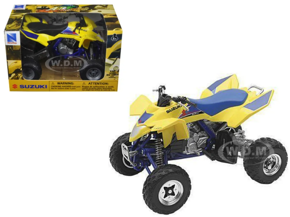 Suzuki Quad Racer R450 Yellow/Blue ATV Motorcycle 1/12 Diecast Model New Ray 43393