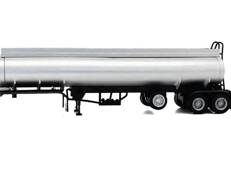 Tag-Axle Elliptical Tanker Trailer Silver 1/87 (HO) Plastic Model by Promotex