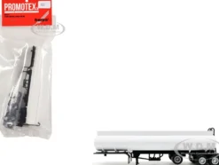 Tag-Axle Elliptical Tanker Trailer White 1/87 (HO) Plastic Model by Promotex