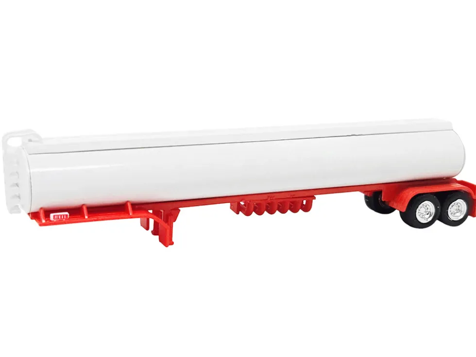 Tanker Trailer White and Red 1/87 (HO) Plastic Model Car by HO Logistics