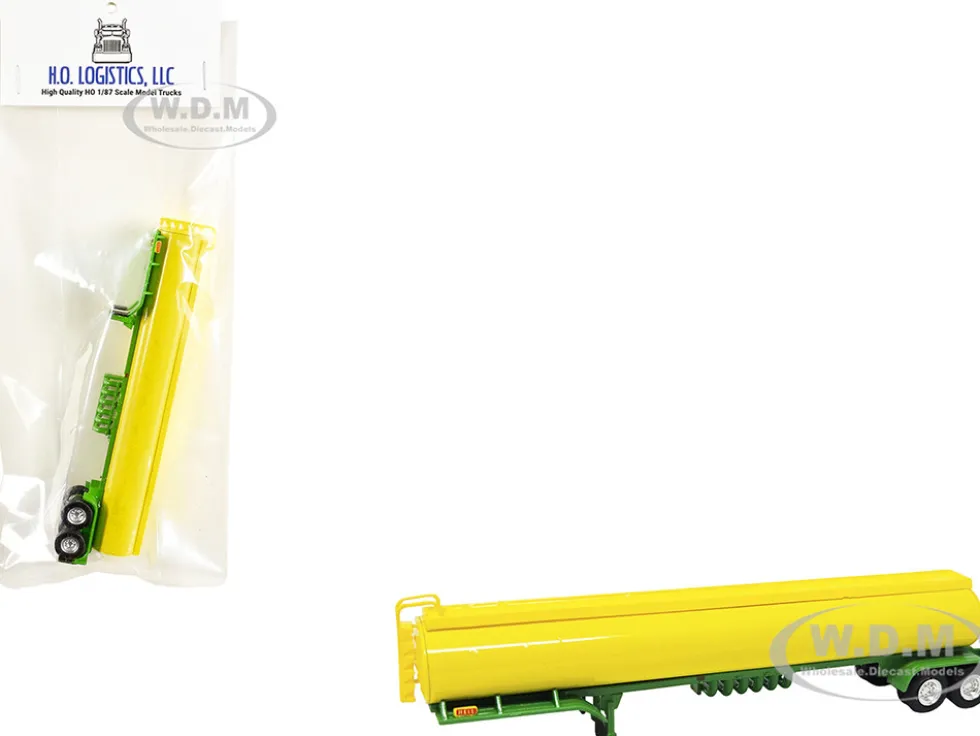 Tanker Trailer Yellow and Green 1/87 (HO) Plastic Model Car by HO Logistics