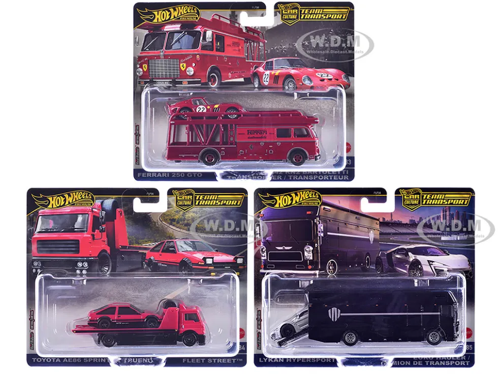 Team Transport 3 piece Set H 2025 "Car Culture" Series Diecast Model Cars by Hot Wheels