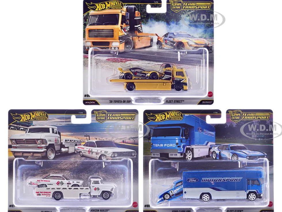 Team Transport 3 piece Set J 2025 "Car Culture" Series Diecast Model Cars by Hot Wheels