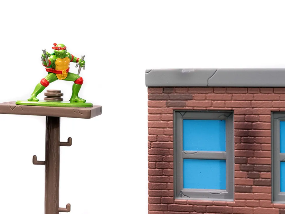 Teenage Mutant Ninja Turtles Turtle Lair Diorama Set with Figures and Party Wagon Nano Scene Series Model Jada 34679