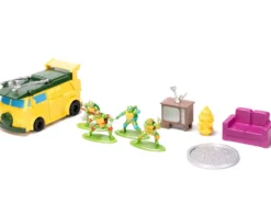 Teenage Mutant Ninja Turtles Turtle Lair Diorama Set with Figures and Party Wagon Nano Scene Series Model Jada 34679