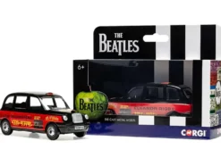 The Beatles London Taxi RHD (Right Hand Drive) "Eleanor Rigby - Yellow Submarine" Black and Red with Graphics Diecast Model Car by Corgi