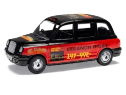 The Beatles London Taxi RHD (Right Hand Drive) "Eleanor Rigby - Yellow Submarine" Black and Red with Graphics Diecast Model Car by Corgi