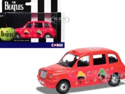 The Beatles London Taxi RHD (Right Hand Drive) "Christmas Taxi" Red with Graphics Diecast Model Car by Corgi