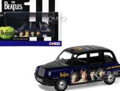 The Beatles London Taxi RHD (Right Hand Drive) "Lady Madonna" Black and Dark Blue with Graphics Diecast Model Car by Corgi