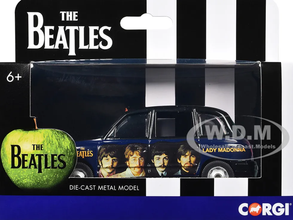 The Beatles London Taxi RHD (Right Hand Drive) "Lady Madonna" Black and Dark Blue with Graphics Diecast Model Car by Corgi