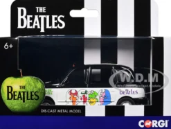 The Beatles London Taxi RHD (Right Hand Drive) "Ob-La-Di, Ob-La-Da" Black and White with Graphics Diecast Model Car by Corgi