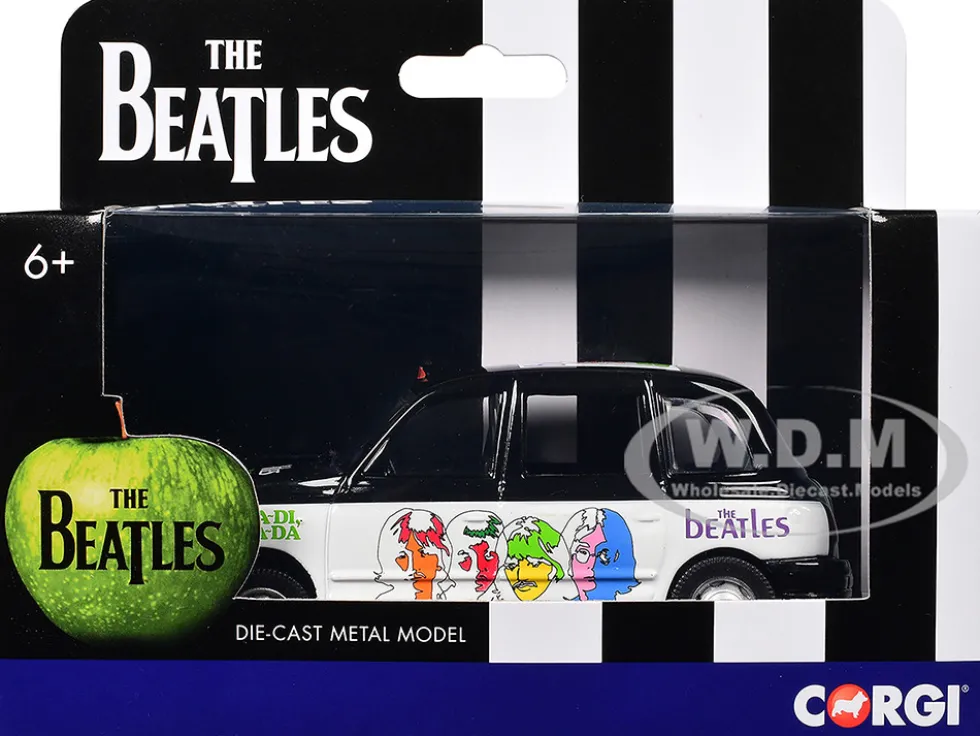 The Beatles London Taxi RHD (Right Hand Drive) "Ob-La-Di, Ob-La-Da" Black and White with Graphics Diecast Model Car by Corgi