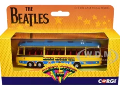 The Beatles "Magical Mystery Tour" Bus Yellow with Blue Top and Graphics Diecast Model Car by Corgi