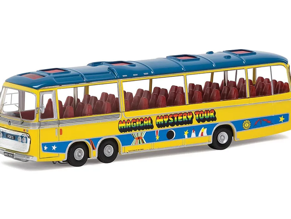 The Beatles "Magical Mystery Tour" Bus Yellow with Blue Top and Graphics Diecast Model Car by Corgi