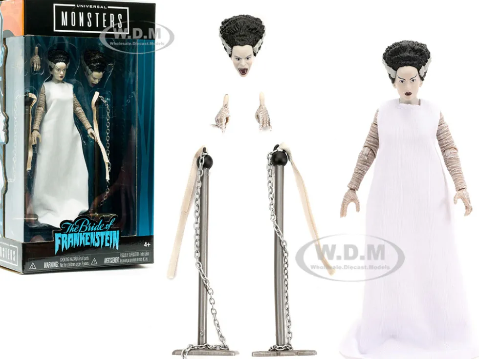 The Bride of Frankenstein 6" Moveable Figurine Chains Alternate Head Hands Universal Monsters Series Jada 31960