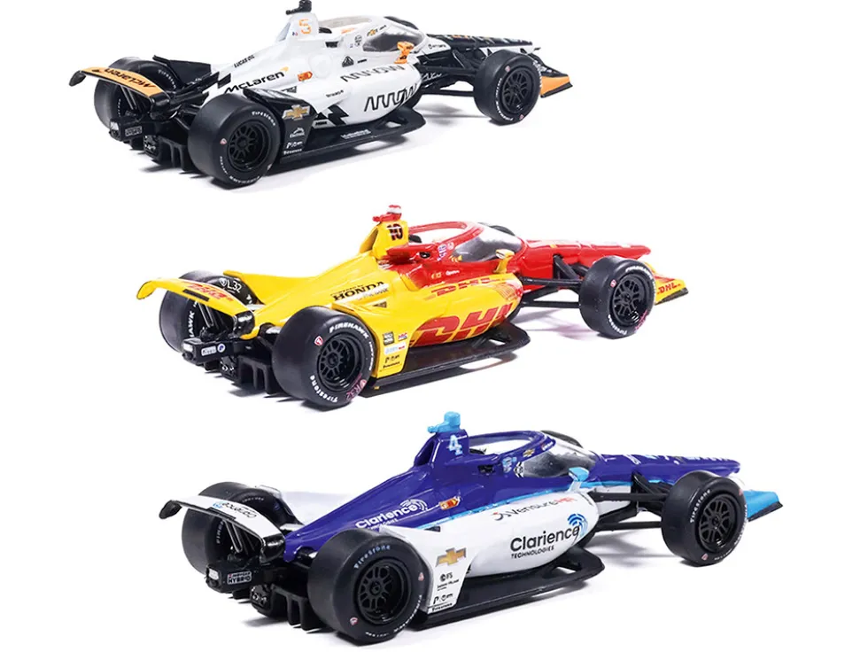 109th Indianapolis 500 (2025) Podium Set of 3 IndyCars 1/64 Diecast Model Cars by IXO Models