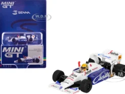 Toleman TG184 #19 Ayrton Senna 2nd Place Formula One F1 "Monaco GP" (1984) with Driver Figure Limited Edition 1/64 Diecast Model Car by Mini GT