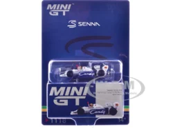 Toleman TG184 #19 Ayrton Senna 2nd Place Formula One F1 "Monaco GP" (1984) with Driver Figure Limited Edition 1/64 Diecast Model Car by Mini GT