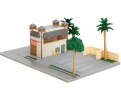 Toretto Cafe Diorama with Mitsubishi Eclipse Green and Ford F-150 SVT Lightning Red "Fast and Furious" "Nano Scene" Series Model by Jada