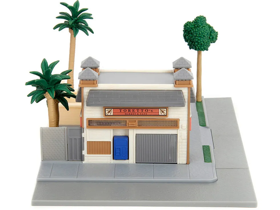 Toretto Cafe Diorama with Mitsubishi Eclipse Green and Ford F-150 SVT Lightning Red "Fast and Furious" "Nano Scene" Series Model by Jada