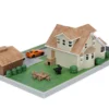 Toretto House Diorama with Dodge Charger Black and Toyota Supra Orange with Graphics Fast and Furious Nano Scene Series Models Jada 33668