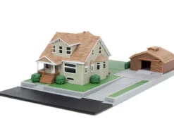 Toretto House Diorama with Dodge Charger Black and Toyota Supra Orange with Graphics Fast and Furious Nano Scene Series Models Jada 33668