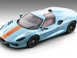 2021 Touring Superleggera Arese RH95 Light Blue with Orange Stripes Gulf Livery Mythos Series Limited Edition to 65 pieces Worldwide 1/18 Model Car Tecnomodel TM18-268C