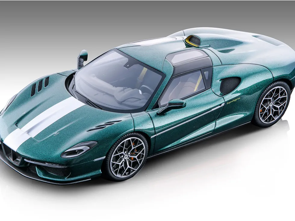 2020 Touring Superleggera Arese RH95 Green Metallic with White Stripes Mythos Series Limited Edition to 70 pieces Worldwide 1/18 Model Car Tecnomodel TM18-268A