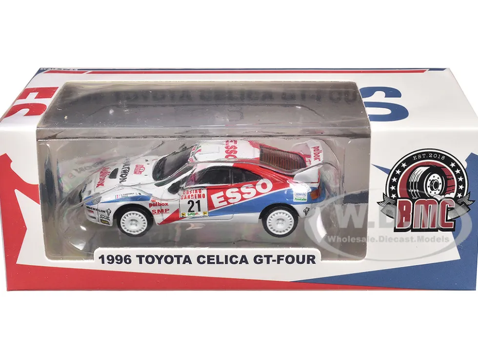 Toyota Celica GT-Four #21 Gilberto Pianezzola - Loris Roggia "Rallye Sanremo - Rallye d'Italia" (1996) with Extra Wheels 1/64 Diecast Model Car by BM Creations